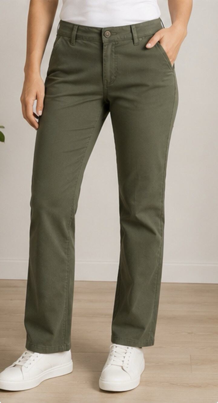 Lee Womens 8 Short Olive Green Relaxed Fit Straight Leg Mid Rise Pants New